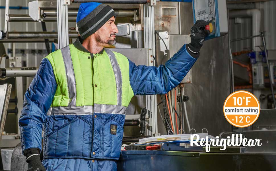 Woman wearing RefrigiWear's hybrid sweatshirt