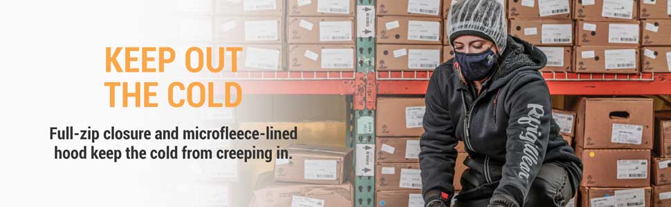 Keep out the cold. Full-zip closure and microfleece-lined hood keep the cold from creeping in.