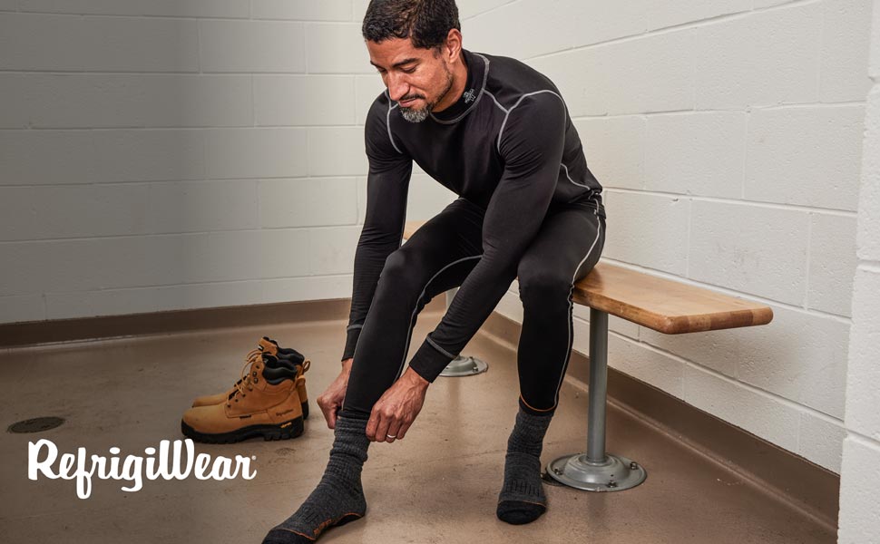 Man wearing lightweight base layer bottoms and top