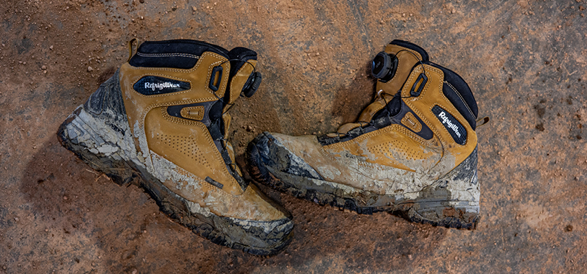 Pair of dirty insulated leather RefrigiWear work boots