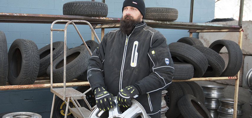 Man outside in the cold wearing RefrigiWear Extreme Jacket