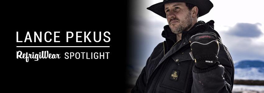 Lance Pekus, Cowboy Ninja, works on his ranch wearing insulated workwear from RefrigiWear.